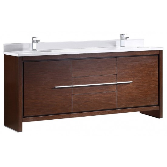 Fresca Allier 72" Wenge Brown Modern Double Sink Bathroom Cabinet w/ Top & Sinks