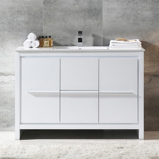 Fresca Allier 48" White Modern Bathroom Cabinet w/ Sink