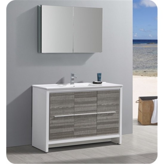 Fresca Allier Rio 48" Ash Gray Single Sink Modern Bathroom Cabinet w/ Sink