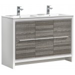 Fresca Allier Rio 48" Ash Gray Double Sink Modern Bathroom Vanity w/ Sink