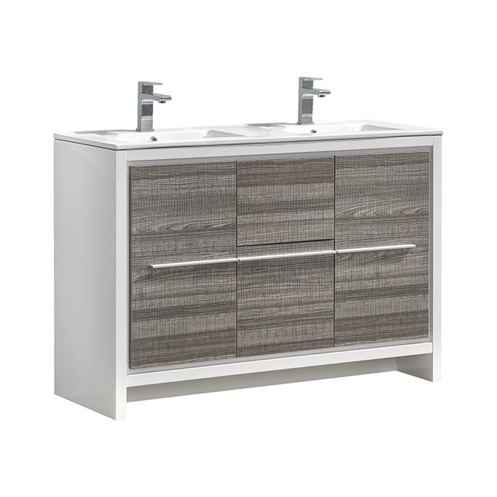 Fresca Allier Rio 48" Ash Gray Double Sink Modern Bathroom Vanity w/ Sink