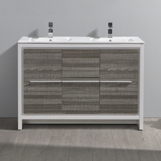 Fresca Allier Rio 48" Ash Gray Double Sink Modern Bathroom Vanity w/ Sink