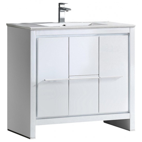 Fresca Allier 36" White Modern Bathroom Cabinet w/ Sink