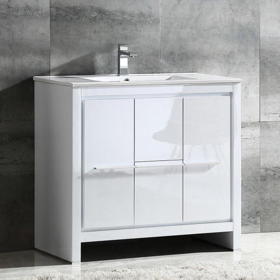 Fresca Allier 36" White Modern Bathroom Cabinet w/ Sink