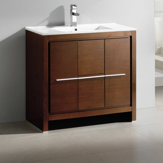 Fresca Allier 36" Wenge Brown Modern Bathroom Cabinet w/ Sink