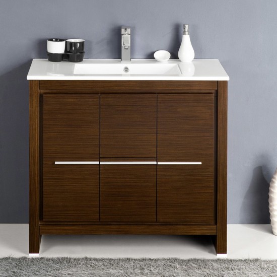 Fresca Allier 36" Wenge Brown Modern Bathroom Cabinet w/ Sink