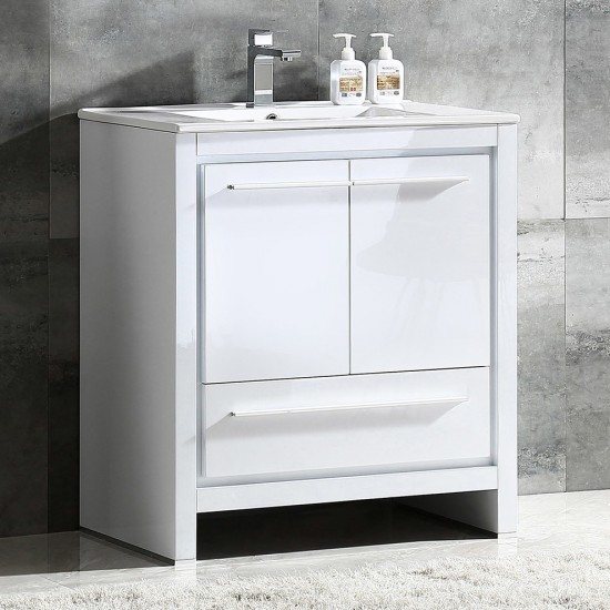 Fresca Allier 30" White Modern Bathroom Cabinet w/ Sink