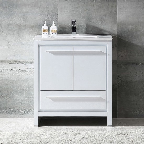 Fresca Allier 30" White Modern Bathroom Cabinet w/ Sink