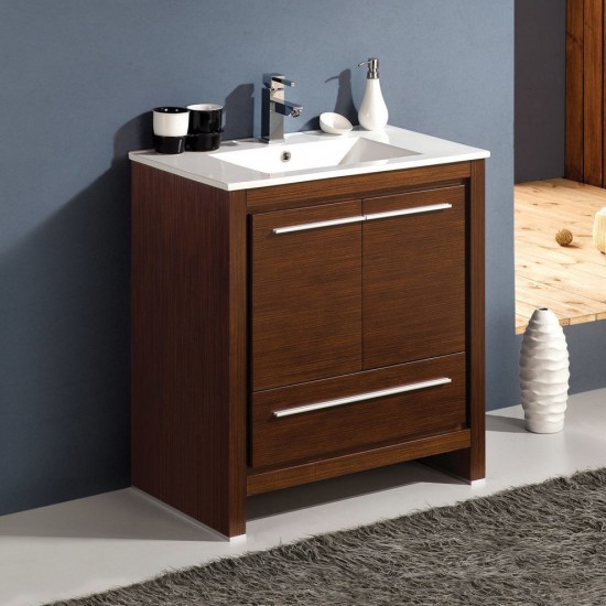 Fresca Allier 30" Wenge Brown Modern Bathroom Cabinet w/ Sink