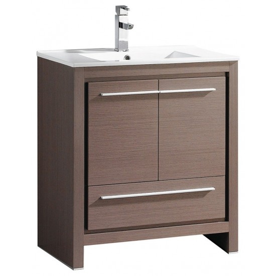 Fresca Allier 30" Gray Oak Modern Bathroom Cabinet w/ Sink