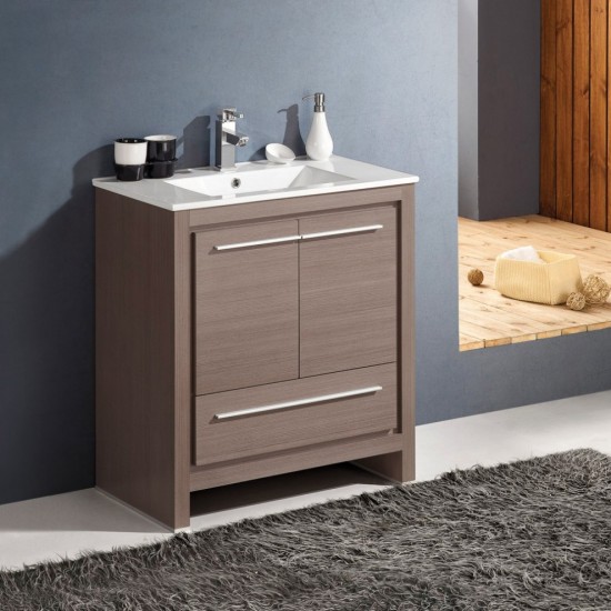 Fresca Allier 30" Gray Oak Modern Bathroom Cabinet w/ Sink