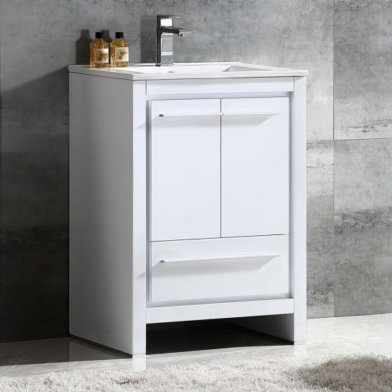 Fresca Allier 24" White Modern Bathroom Cabinet w/ Sink