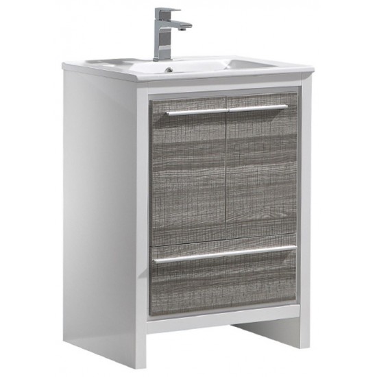 Fresca Allier Rio 24" Ash Gray Modern Bathroom Cabinet w/ Sink