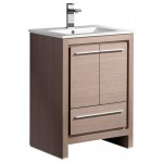 Fresca Allier 24" Gray Oak Modern Bathroom Cabinet w/ Sink