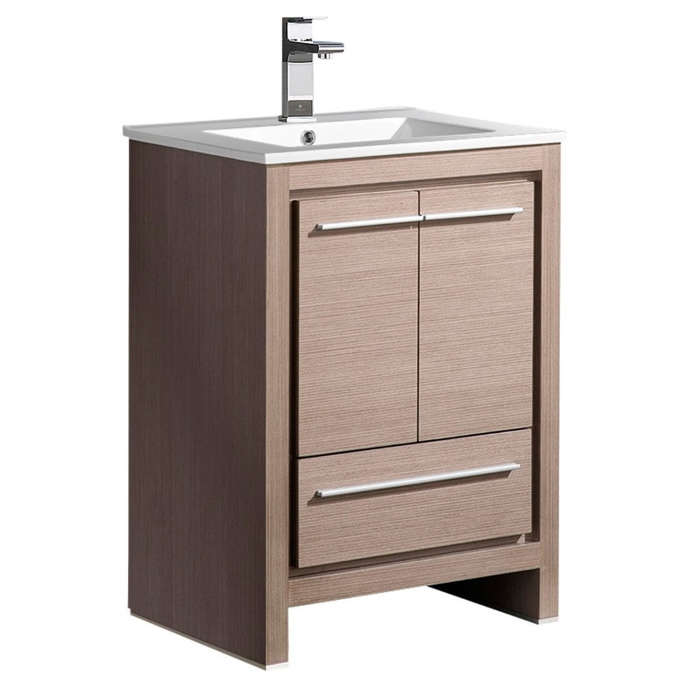 Fresca Allier 24" Gray Oak Modern Bathroom Cabinet w/ Sink