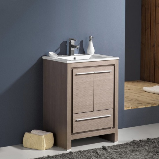 Fresca Allier 24" Gray Oak Modern Bathroom Cabinet w/ Sink