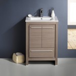 Fresca Allier 24" Gray Oak Modern Bathroom Cabinet w/ Sink