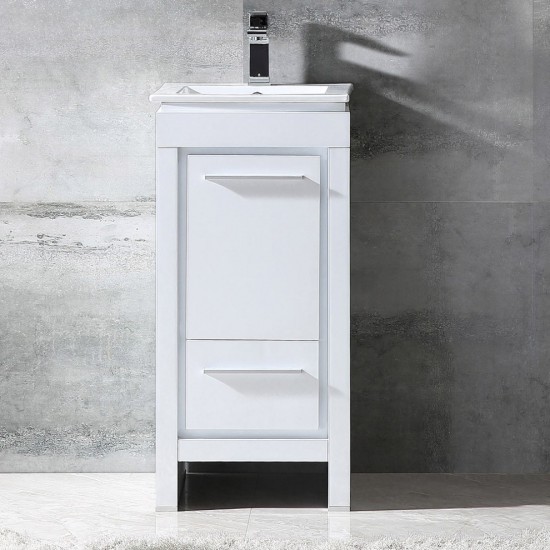 Fresca Allier 16" White Modern Bathroom Cabinet w/ Sink