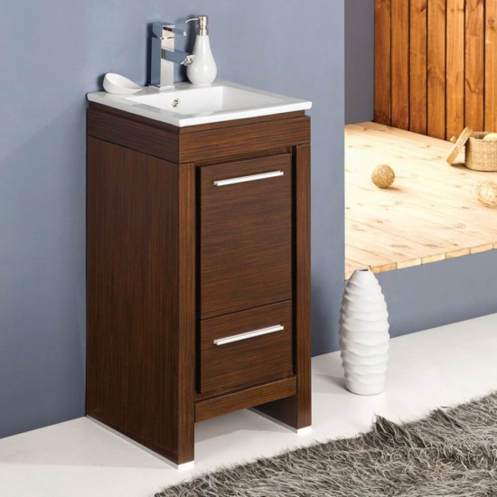 Fresca Allier 16" Wenge Brown Modern Bathroom Cabinet w/ Sink