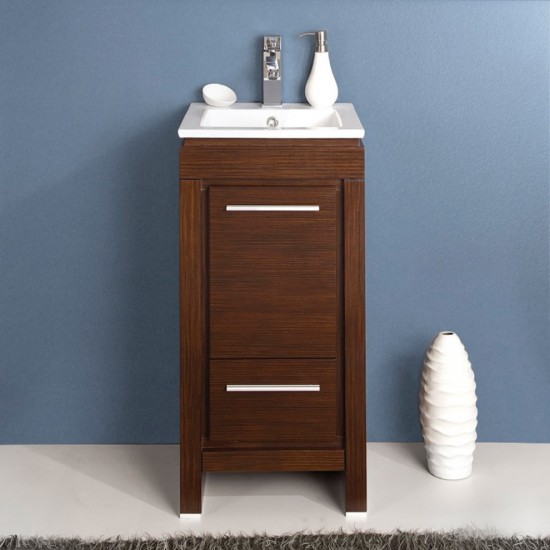 Fresca Allier 16" Wenge Brown Modern Bathroom Cabinet w/ Sink