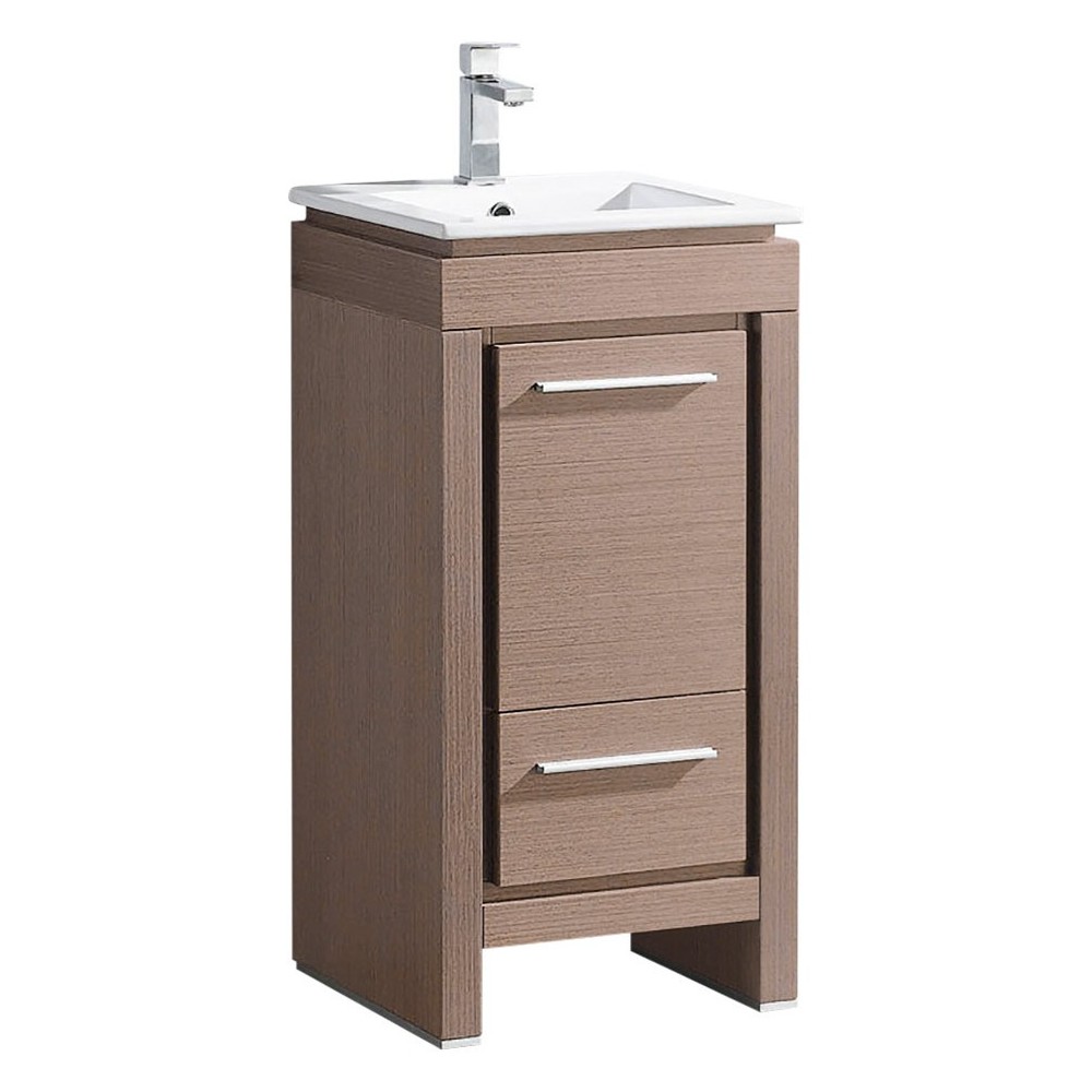 Fresca Allier 16" Gray Oak Modern Bathroom Cabinet w/ Sink