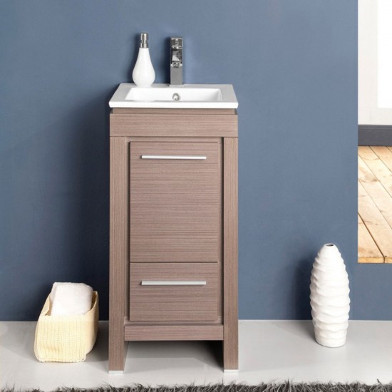 Fresca Allier 16" Gray Oak Modern Bathroom Cabinet w/ Sink