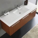 Vista 60" Teak Wall Hung Single Sink Modern Bathroom Cabinet w/ Integrated Sink