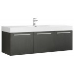 Vista 60" Black Wall Hung Single Sink Modern Bathroom Cabinet w/ Integrated Sink