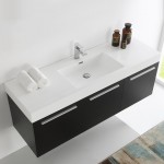 Vista 60" Black Wall Hung Single Sink Modern Bathroom Cabinet w/ Integrated Sink