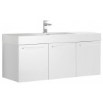 Fresca Vista 48" White Wall Hung Modern Bathroom Cabinet w/ Integrated Sink