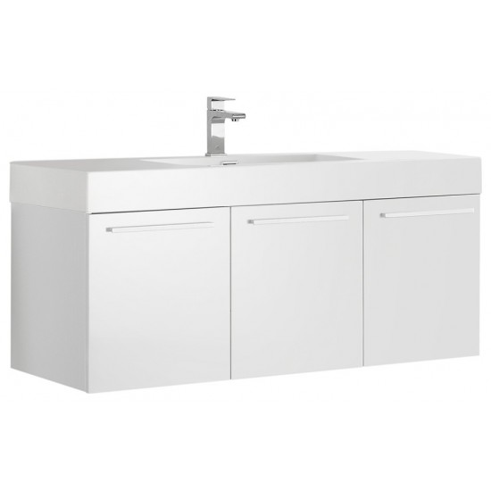 Fresca Vista 48" White Wall Hung Modern Bathroom Cabinet w/ Integrated Sink