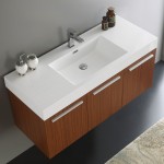 Fresca Vista 48" Teak Wall Hung Modern Bathroom Cabinet w/ Integrated Sink