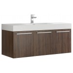 Fresca Vista 48" Walnut Wall Hung Modern Bathroom Cabinet w/ Integrated Sink