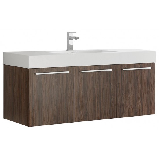 Fresca Vista 48" Walnut Wall Hung Modern Bathroom Cabinet w/ Integrated Sink