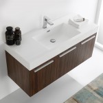 Fresca Vista 48" Walnut Wall Hung Modern Bathroom Cabinet w/ Integrated Sink