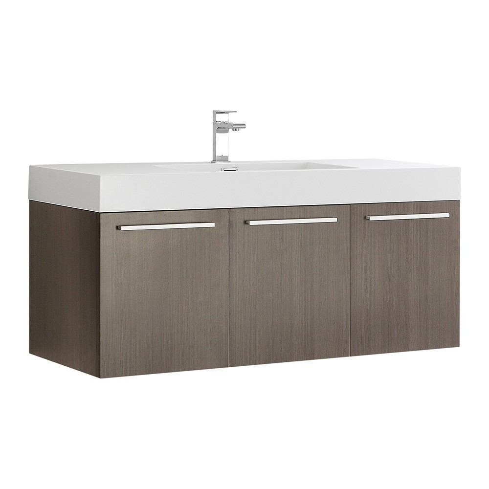 Fresca Vista 48" Gray Oak Wall Hung Modern Bathroom Cabinet w/ Integrated Sink