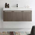 Fresca Vista 48" Gray Oak Wall Hung Modern Bathroom Cabinet w/ Integrated Sink