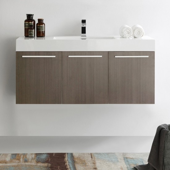 Fresca Vista 48" Gray Oak Wall Hung Modern Bathroom Cabinet w/ Integrated Sink