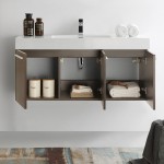 Fresca Vista 48" Gray Oak Wall Hung Modern Bathroom Cabinet w/ Integrated Sink