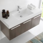 Fresca Vista 48" Gray Oak Wall Hung Modern Bathroom Cabinet w/ Integrated Sink