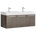 Vista 48 Gray Oak Wall Hung Double Sink Bathroom Cabinet w/ Integrated Sink