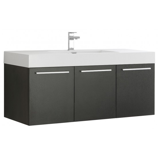 Fresca Vista 48" Black Wall Hung Modern Bathroom Cabinet w/ Integrated Sink