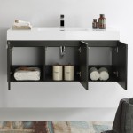 Fresca Vista 48" Black Wall Hung Modern Bathroom Cabinet w/ Integrated Sink