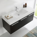 Fresca Vista 48" Black Wall Hung Modern Bathroom Cabinet w/ Integrated Sink