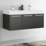 Vista 48" Black Wall Hung Double Sink Modern Bathroom Cabinet w/ Integrated Sink