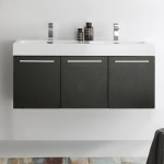 Vista 48" Black Wall Hung Double Sink Modern Bathroom Cabinet w/ Integrated Sink