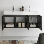 Vista 48" Black Wall Hung Double Sink Modern Bathroom Cabinet w/ Integrated Sink