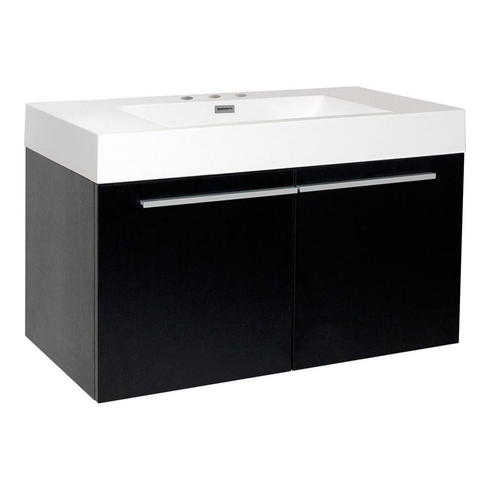 Fresca Vista 36" White Modern Bathroom Base Cabinet w/ Integrated Sink