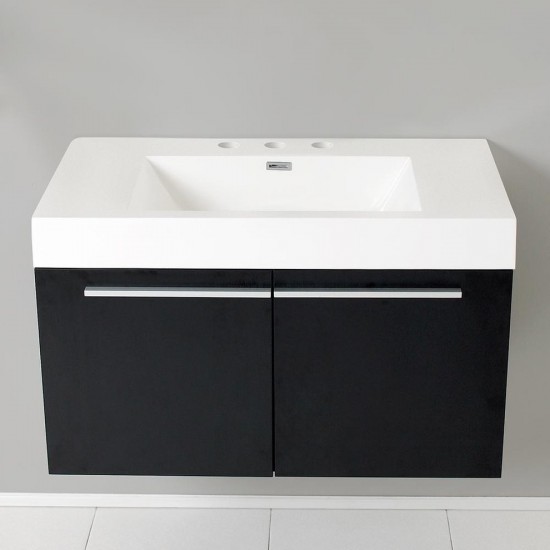 Fresca Vista 36" White Modern Bathroom Base Cabinet w/ Integrated Sink