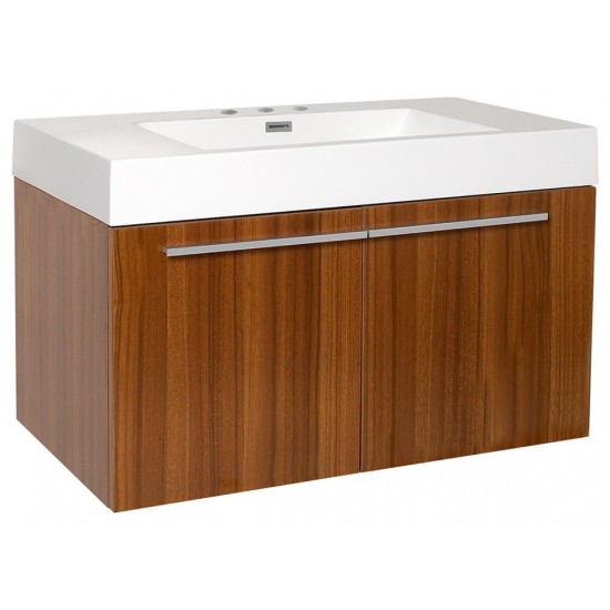 Fresca Vista 36" Teak Modern Bathroom Cabinet w/ Integrated Sink